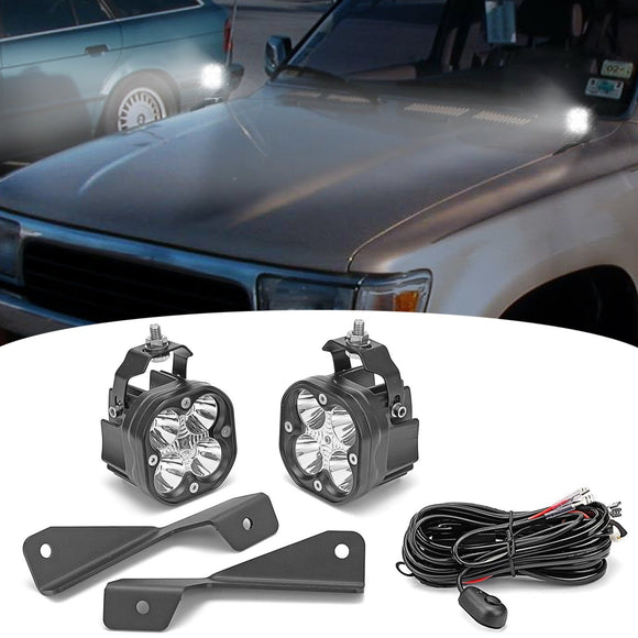 1989 - 1994 Toyota 4Runner/Pickup/Hilux Hood Ditch Light Pod Mount Bracket Kit - WeiSen - ZT172+70201006+WI001