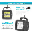 1993 - 1998 Grand Cherokee ZJ 4WD/2WD Side Hood Ditch LED Light Pod & Mount Bracket Kit - WeiSen - ZT192+LED001+WI001