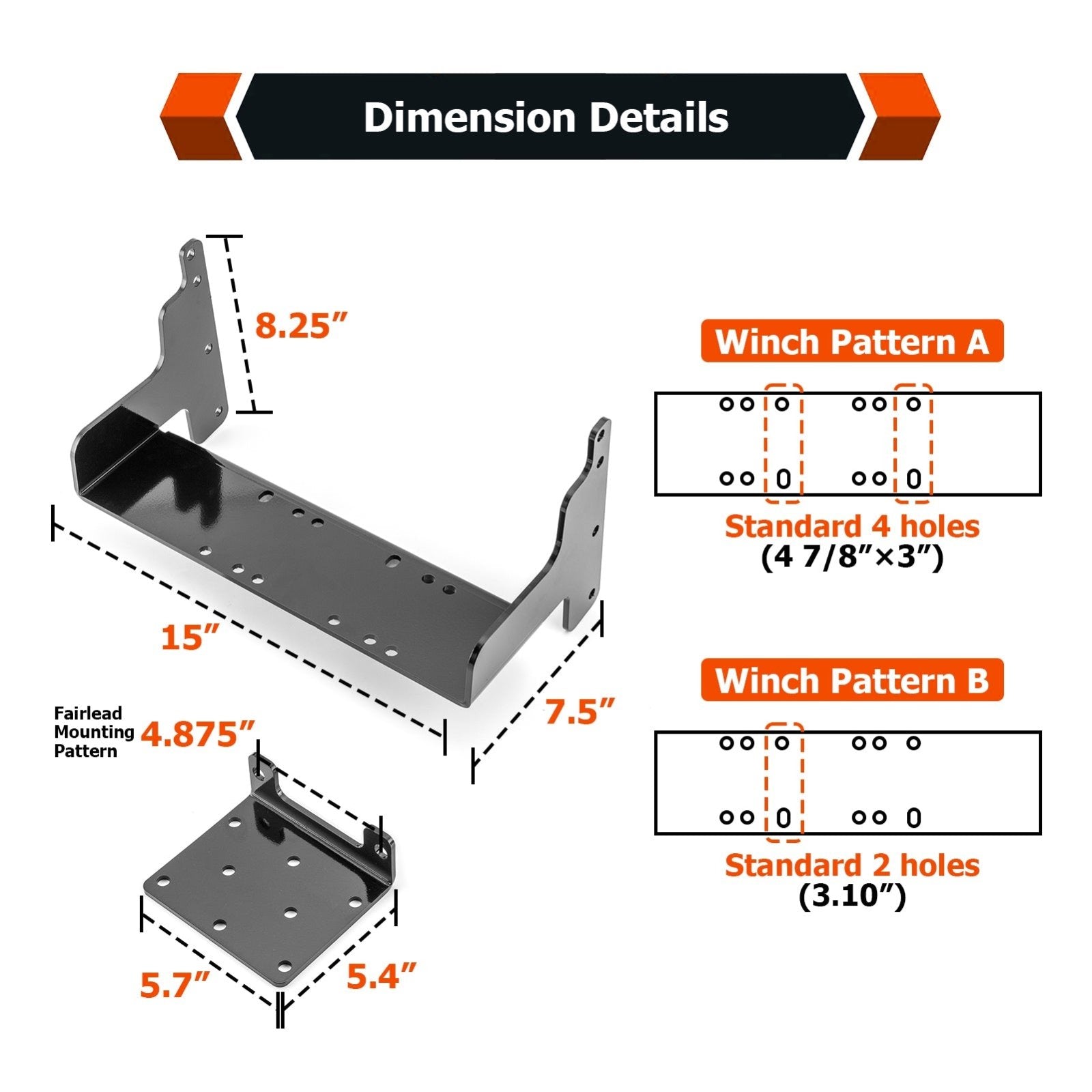 Polaris Sportsman 300 - 500 UTV Steel Winch Mounting Plate Bracket - WeiSen - 80106018