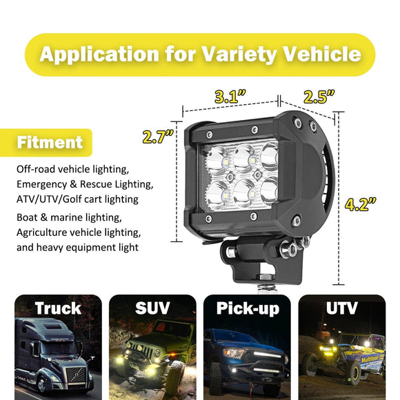 1996 - 2002 Toyota 4Runner 42" Curved LED Light Bar + 4PCS 18W Work Light Pod Kit - WeiSen - 70101037+70202008+70201005*2+70203007