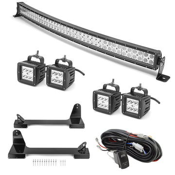 1996 - 2002 Toyota 4Runner 42" Curved LED Light Bar + 4PCS 24W Work Light Pod Kit - WeiSen - 70101037+70202008+70201001*2+70203007