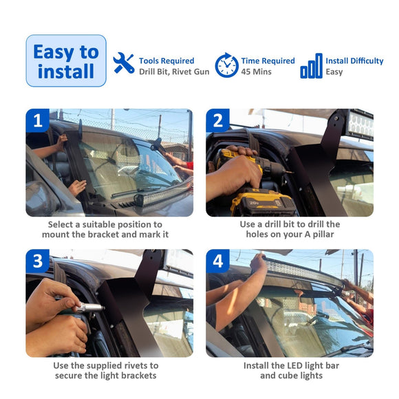 1996 - 2002 Toyota 4Runner 42" Curved LED Light Bar + 4PCS 40W Work Light Pod Kit - WeiSen - 70101037+70202008+70201006*2+70203007