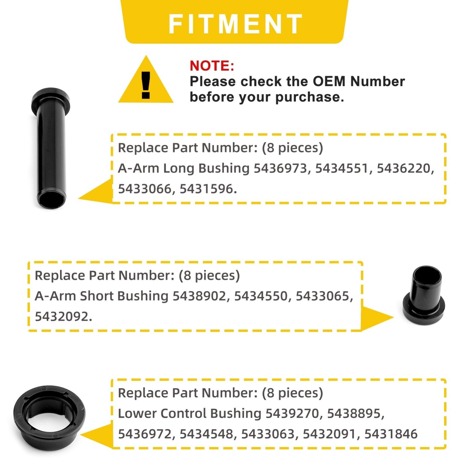 1996-2018 Polaris Sportsman 335 400 450 500 570 800 Rear Suspension A-Arm Bushing Kit - Weisen