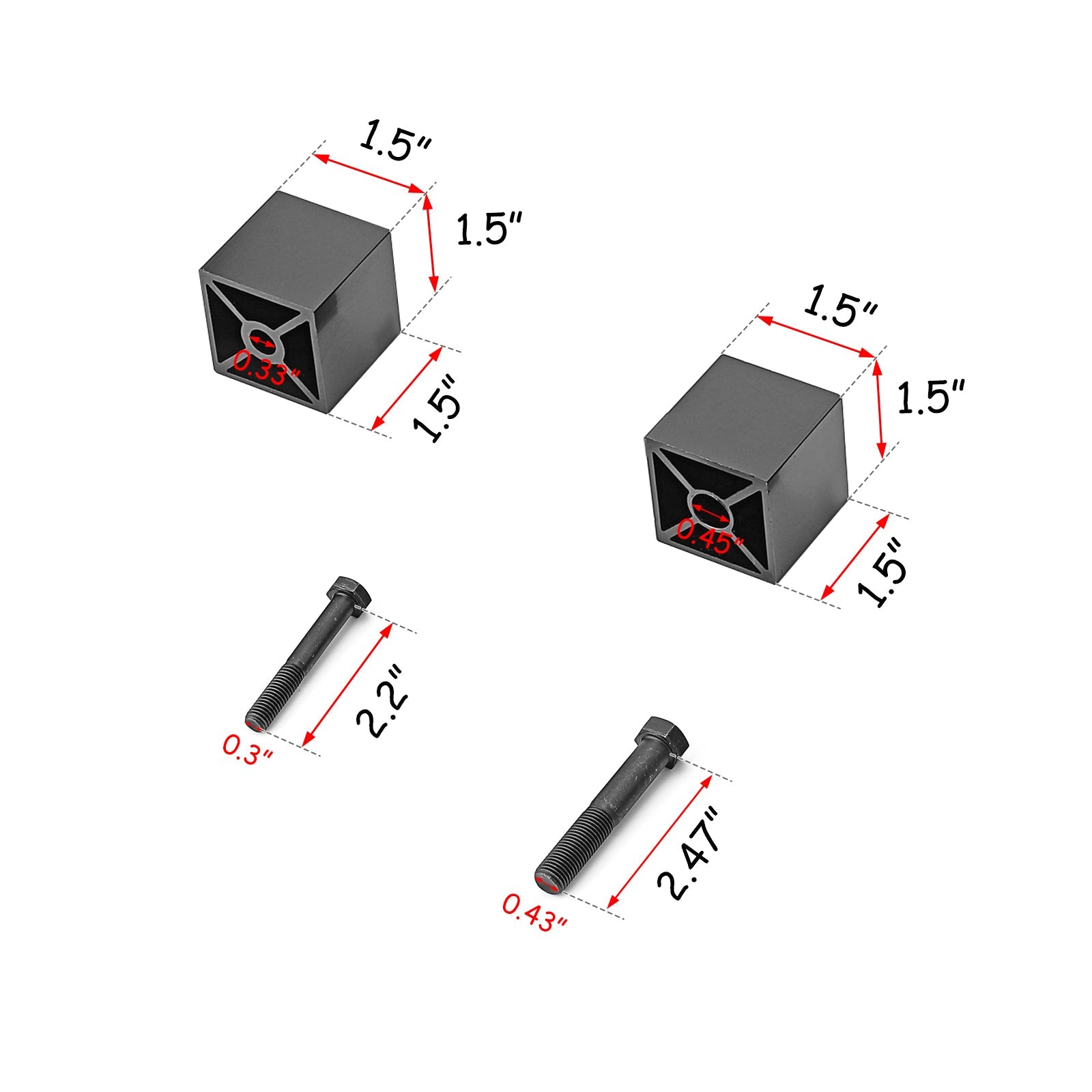 1997-2006 Jeep Wrangler TJ Aluminum 1.5" Seat Riser Spacer Blocks - Weisen