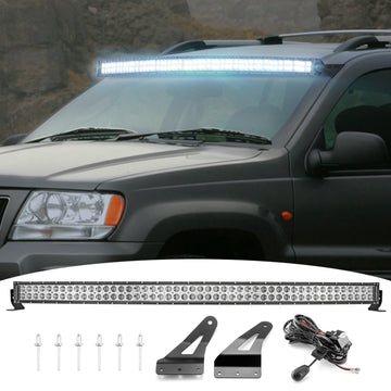 1999 - 2004 Jeep Grand Cherokee 300W 52" Curved LED Light Bar Mount Bracket Kit - WeiSen - 70101025+LED013+WI001 - A