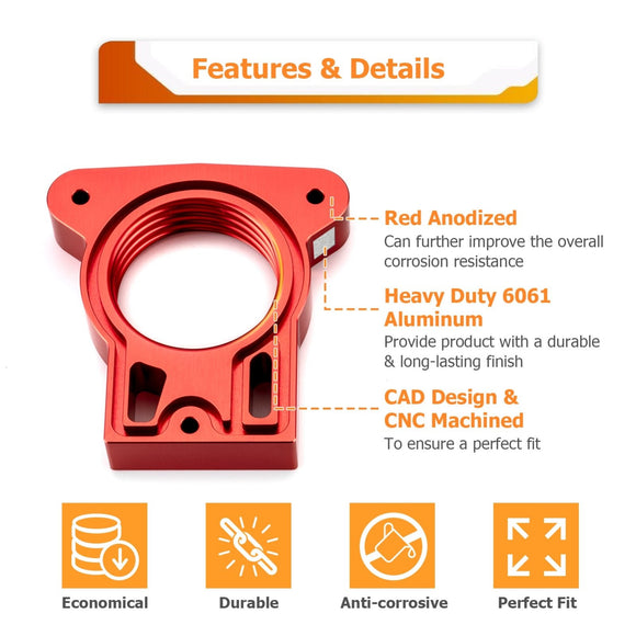 1999 - 2006 Chevy Silverado 1500 GMC Sierra 1500 2WD/4WD Heavy Duty 6061 Aluminum Throttle Body Spacer Kit - WeiSen - 70508003