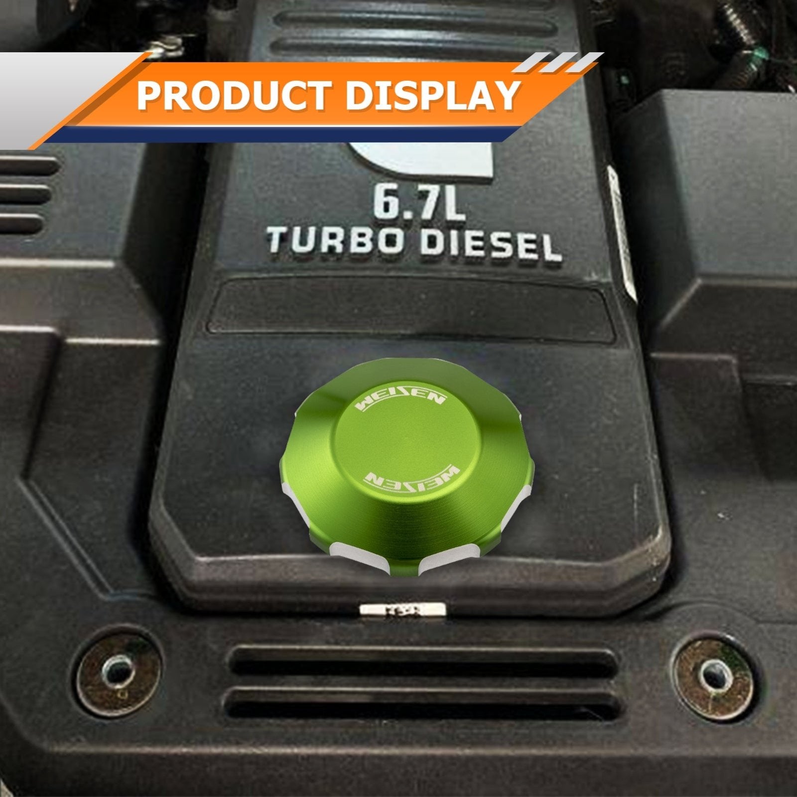 1999-2010 Ford F250/F350 Powerstroke 7.3/6.0/6.4 6061 Aluminum Green Sealed Oil Fill Cap - Weisen