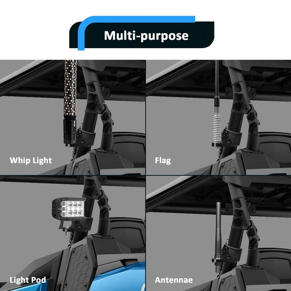 1x Aluminum Whip Light Mounting Bracket for Polaris General Ranger Can - Am Defender Commander Maverick Sport Trail - WeiSen - 80109004