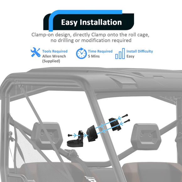 1x Aluminum Whip Light Mounting Bracket for Polaris General Ranger Can - Am Defender Commander Maverick Sport Trail - WeiSen - 80109004