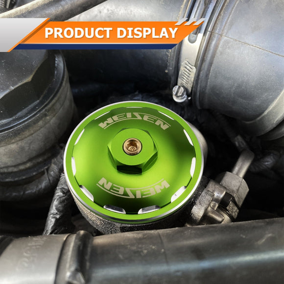 2003 - 2007 Ford Powerstroke 6.0L F250/F350 Super Duty 6061 Aluminum Green Sealed Fuel Filter Cap - WeiSen - 70504003