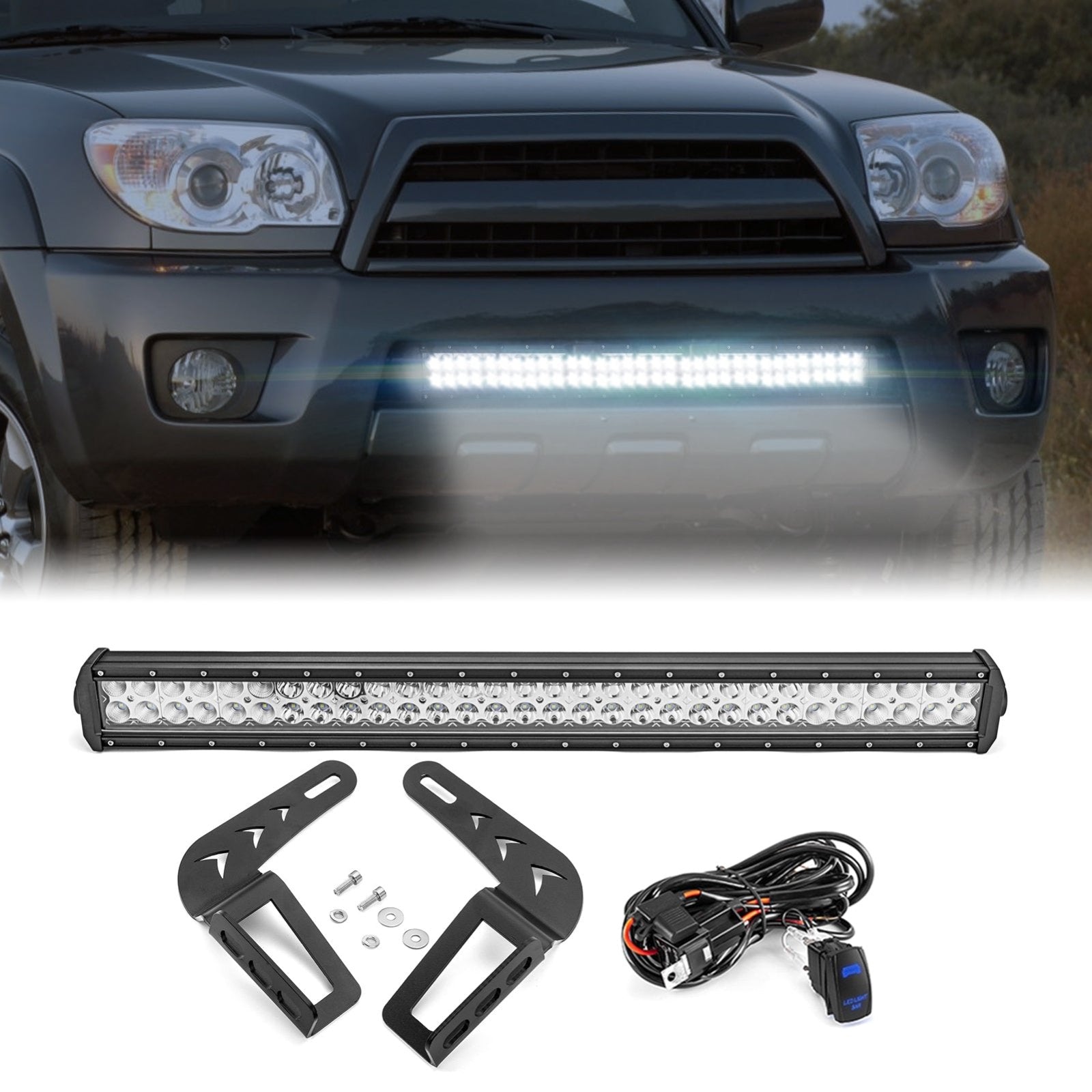 2003-2009 Toyota 4Runner 4th Gen Front Bumper Lower Grill Hidden 32" LED Light Bar Kit - Weisen