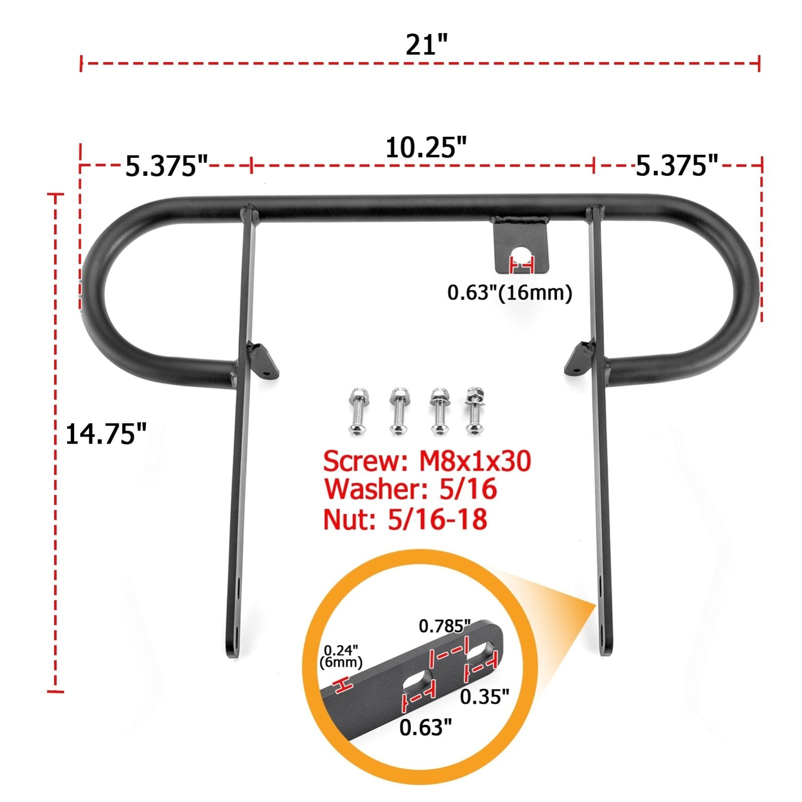 2004-2013 Yamaha Raptor 350 ATV Black Rear Wide Grab Bar Bracket Bumper Carrier - Weisen