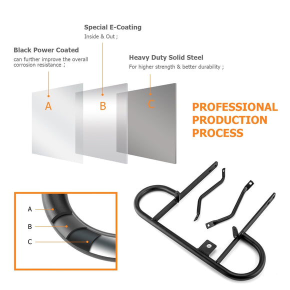 2004 - 2013 Yamaha Raptor 350 ATV Black Rear Wide Grab Bar Bracket Bumper Carrier - WeiSen - 80306007