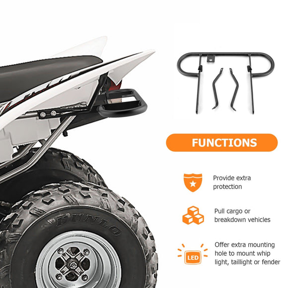 2004 - 2013 Yamaha Raptor 350 ATV Black Rear Wide Grab Bar Bracket Bumper Carrier - WeiSen - 80306007