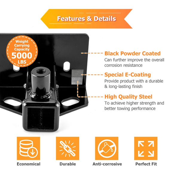 2005 - 2010 Dodge Dakota Heavy Duty Steel Rear Towing Hitch 2" Receiver - WeiSen - 70108004