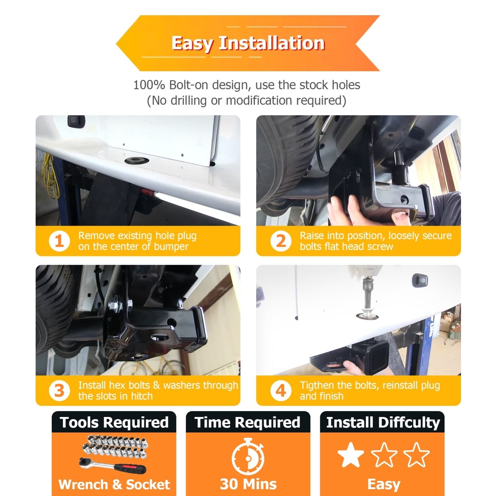 2005-2010 Dodge Dakota Heavy Duty Steel Rear Towing Hitch 2