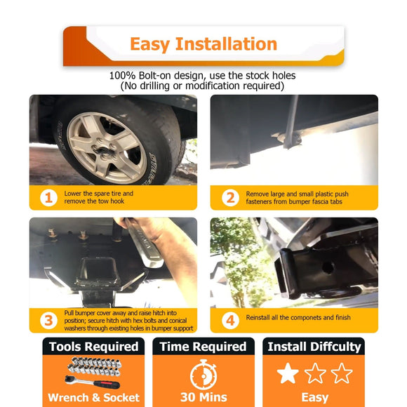 2005 - 2010 Jeep Grand Cherokee WK Rear Trailer Hitch 2" Receiver - WeiSen - 70108007