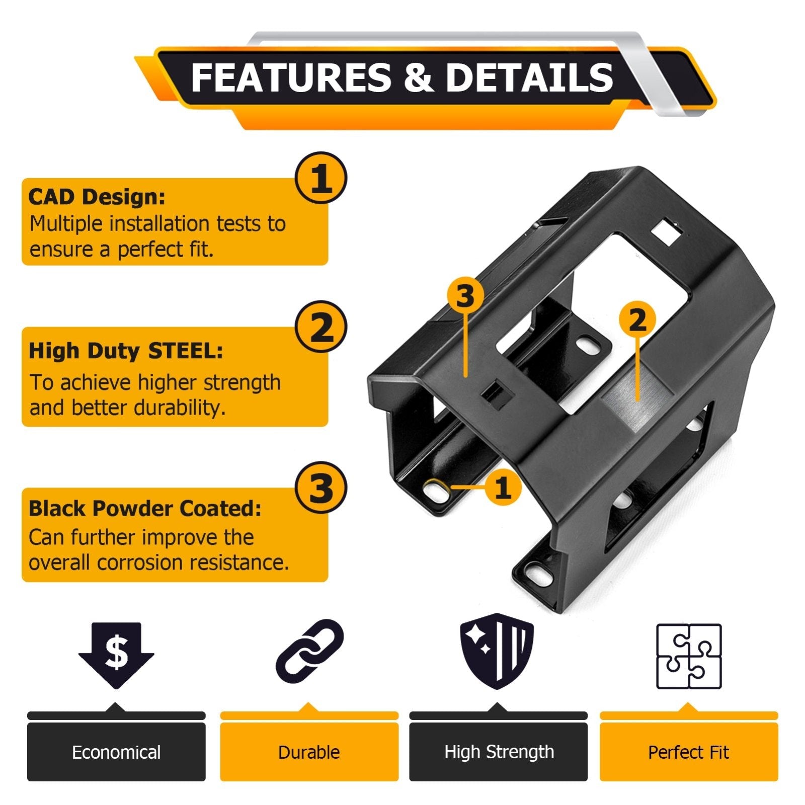 2005-2010 Polaris Sportsman 400 450 500 800 ATV Heavy Duty Steel Winch Mounting Bracket - Weisen