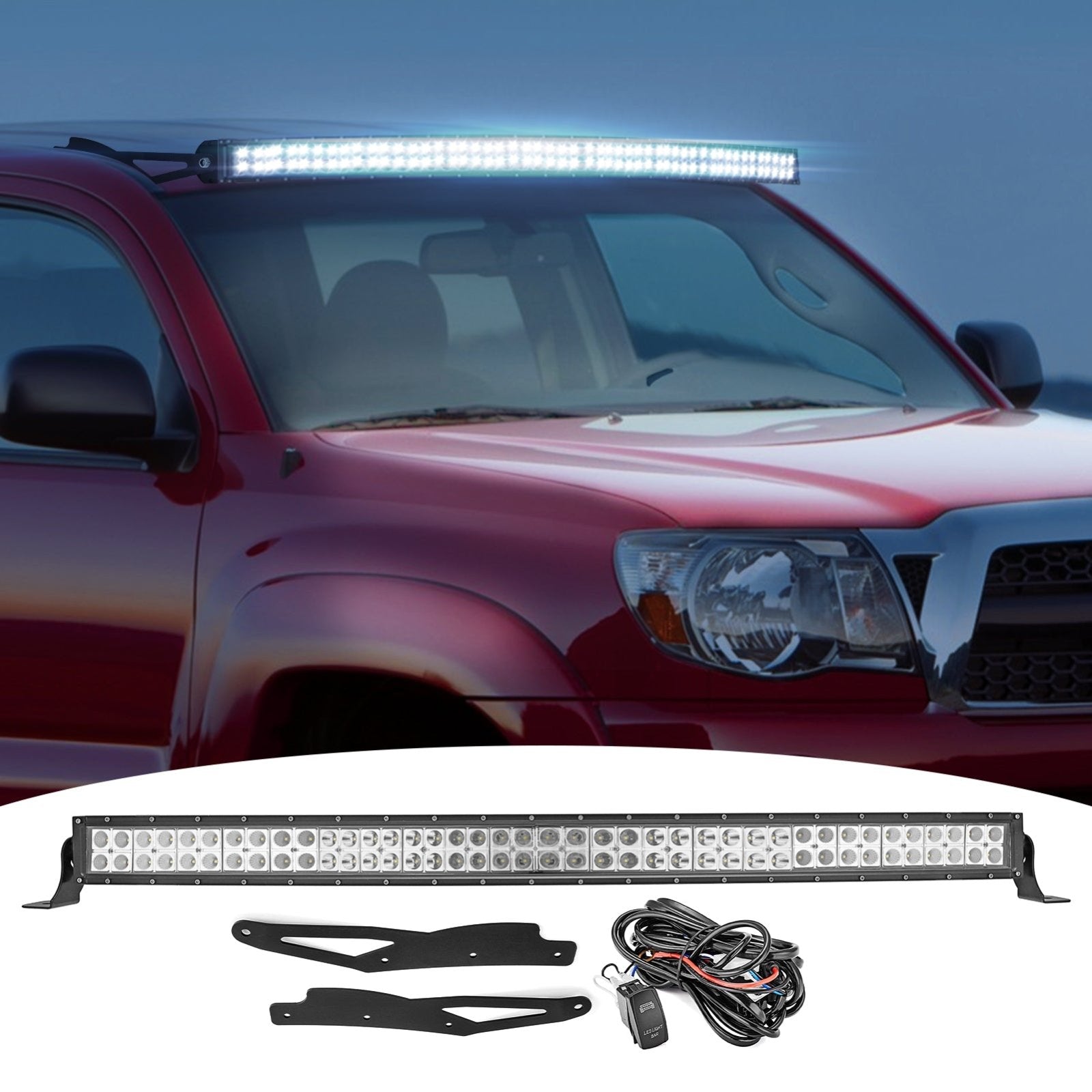 2005-2015 Toyota Tacoma Upper Windshield 42" Curved Light Bar + Mount Bracket Kit - Weisen