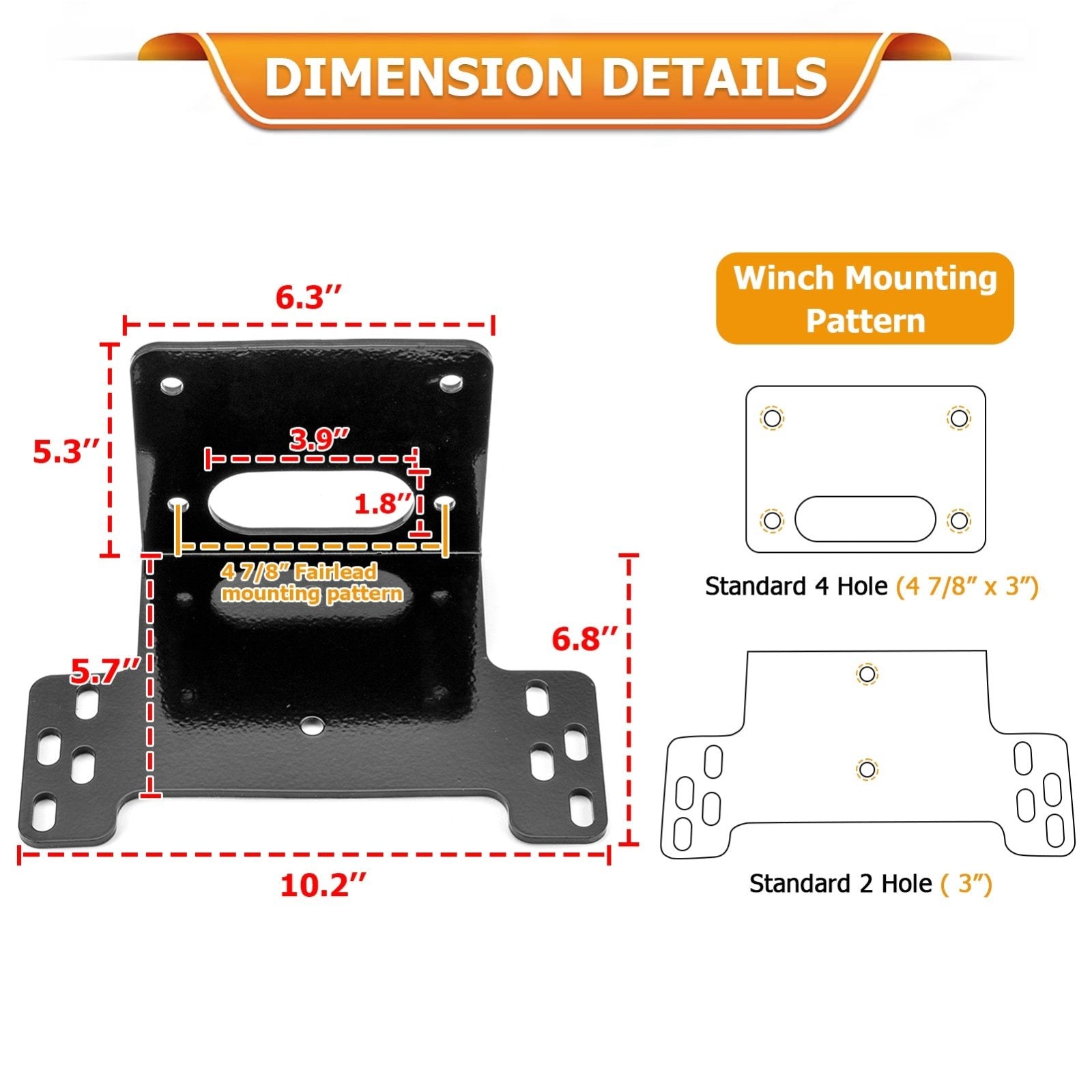 2005 - 2016 Kawasaki Mule 600/610 Steel UTV Winch Mounting Bracket Plate - WeiSen - 80106020