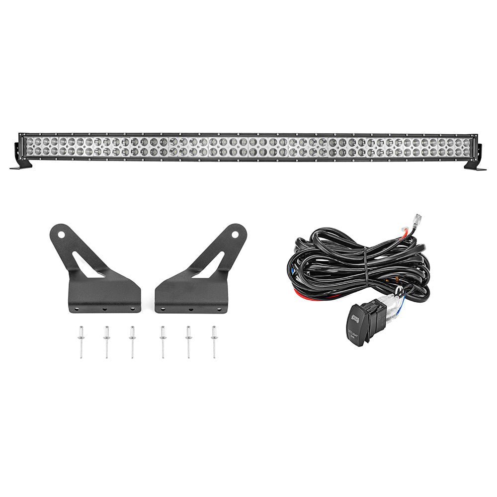 2005 - 2021 2nd Gen Nissan Frontier Upper Windshield 52" 300W Curved LED Light Bar Kit - WeiSen - 70101039+70202012+70203004