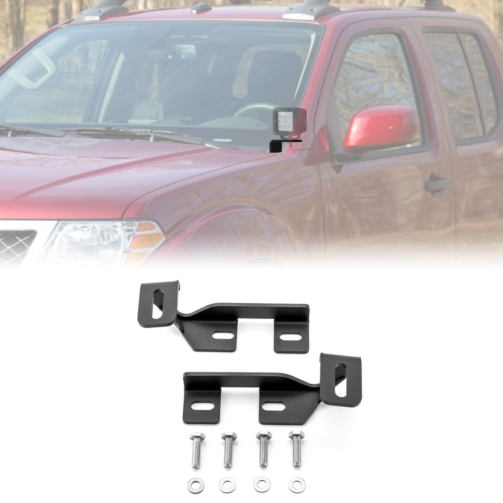 2005 - 2021 2nd Gen Nissan Frontier & Xterra Heavy Duty Steel Hood Ditch LED Light Pod Bracket - WeiSen - 70104052