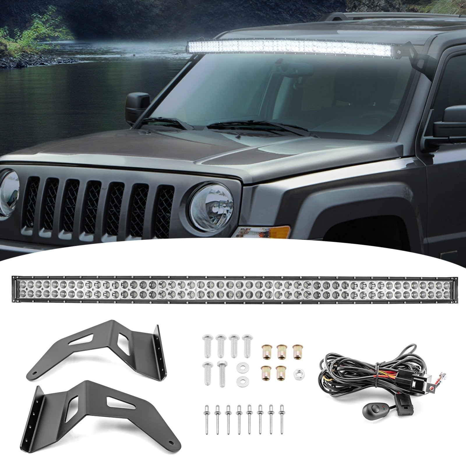 2007-2017 Jeep Patriot 52" LED Curved Light Bar Roof Brackets Kit - Weisen