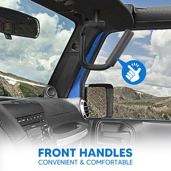 2007 - 2018 Jeep Wrangler JK Aluminum Gloss Black Front Grab Bar Handle Grip Kit - WeiSen - 70307004
