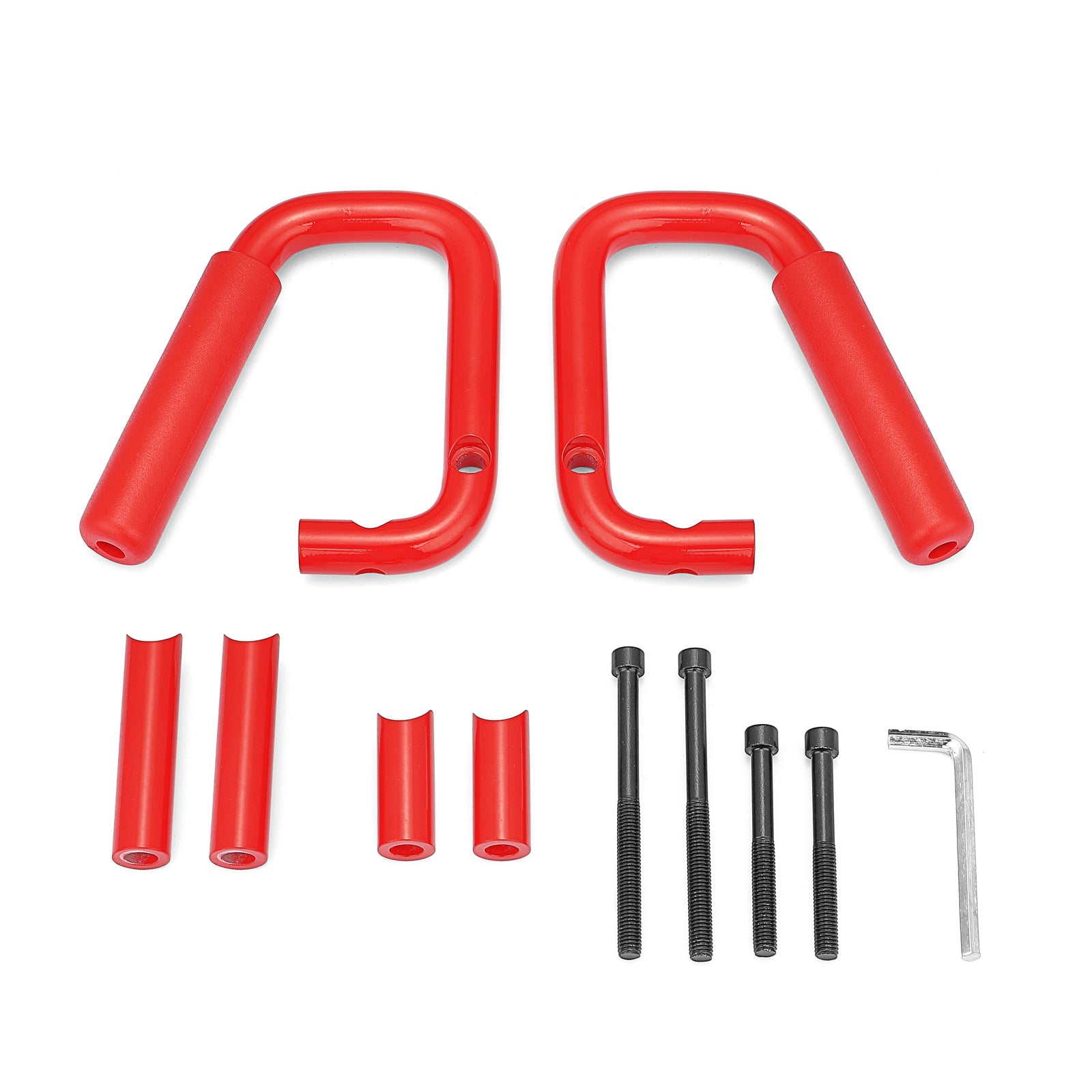 2007-2018 Jeep Wrangler JK Driver & Passenger Side Red Aluminum Grab Bar Handle Grip Kit - Weisen