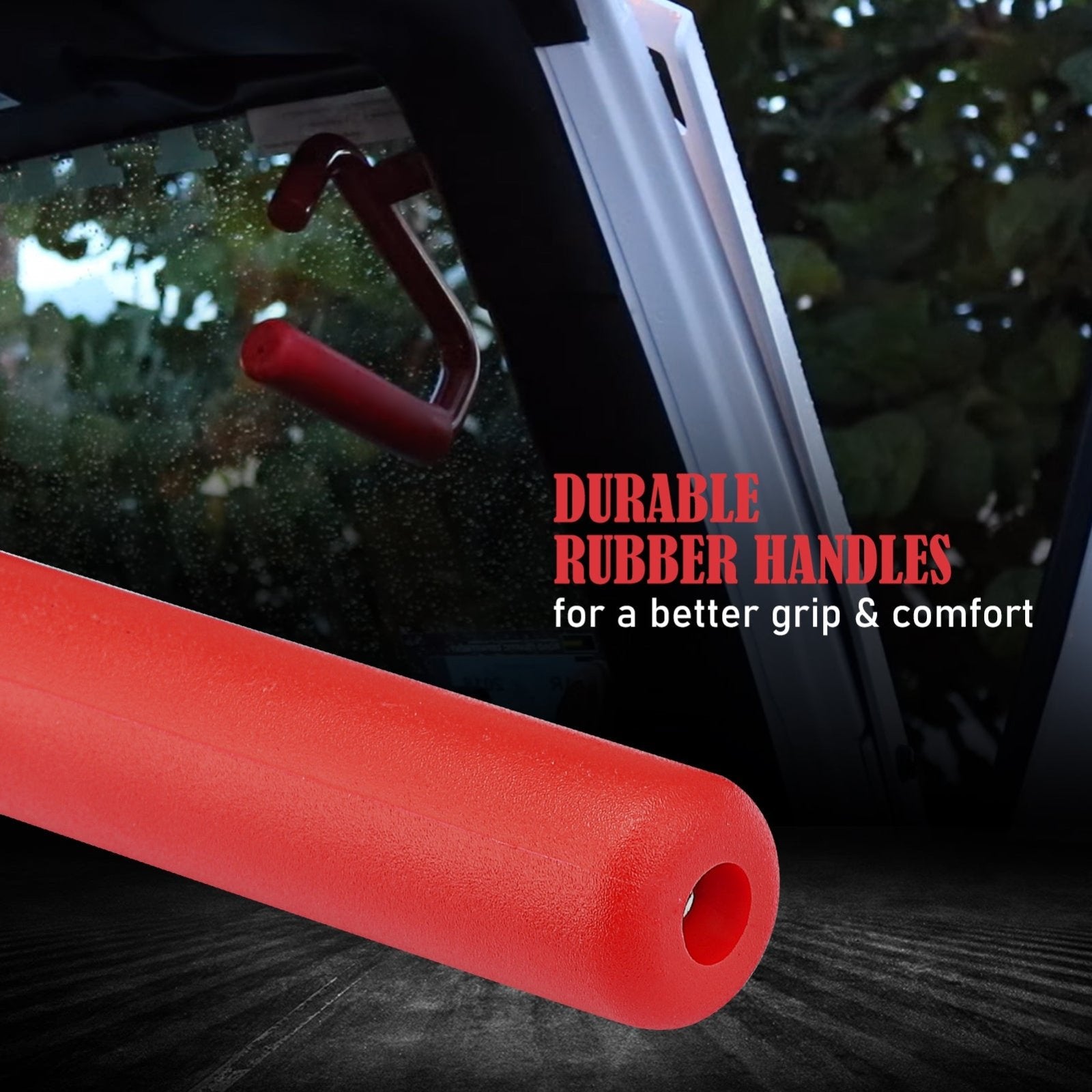 2007-2018 Jeep Wrangler JK Driver & Passenger Side Red Aluminum Grab Bar Handle Grip Kit - Weisen