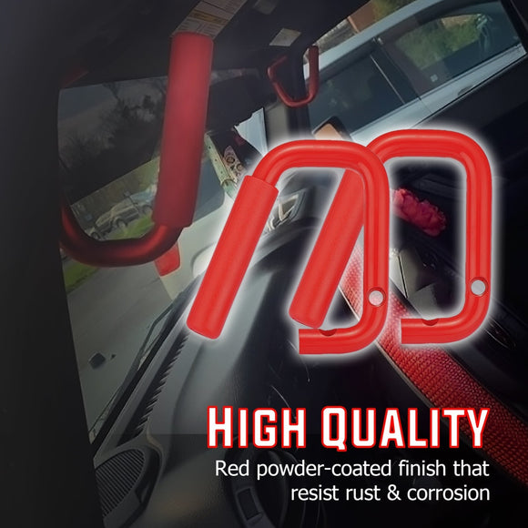 2007 - 2018 Jeep Wrangler JK Red Aluminum Front&Rear Grab Bar Handle Grip Kit - WeiSen - 70307003