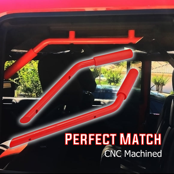 2007 - 2018 Jeep Wrangler JK Red Aluminum Front&Rear Grab Bar Handle Grip Kit - WeiSen - 70307003