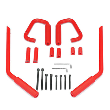 2007 - 2018 Jeep Wrangler JK Red Aluminum Front&Rear Grab Bar Handle Grip Kit - WeiSen - 70307003