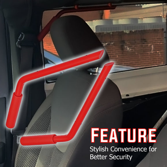 2007 - 2018 Jeep Wrangler JK Red Aluminum Front&Rear Grab Bar Handle Grip Kit - WeiSen - 70307003