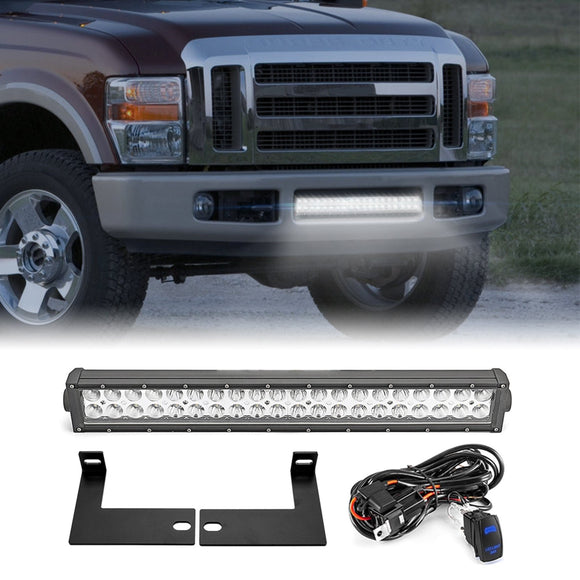 2008 - 2010 2nd Gen Ford F - 250 F - 350 F - 450 Super Duty Front Bumper 22" LED Light Bar Kit - WeiSen - 70102054+70202001+70203004