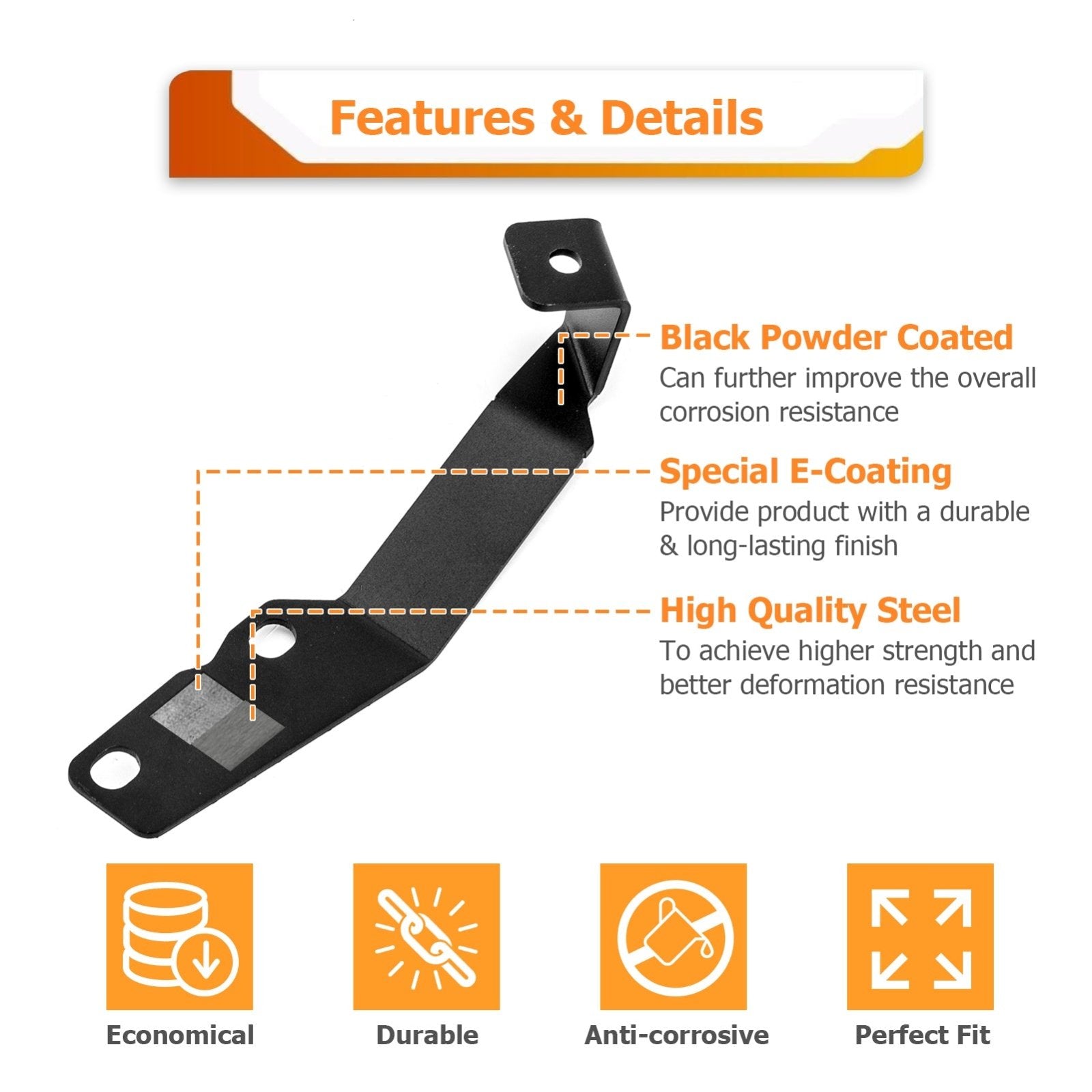 2008-2013 Toyota Highlander Bolt-On Heavy-Duty Steel Hood Hinge LED Bracket - Weisen