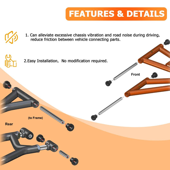 2008 - 2014 Polaris RZR 800/ S 800/ 4 800 HDPE Suspension A - Arm Bushings Kit - WeiSen - 80405002