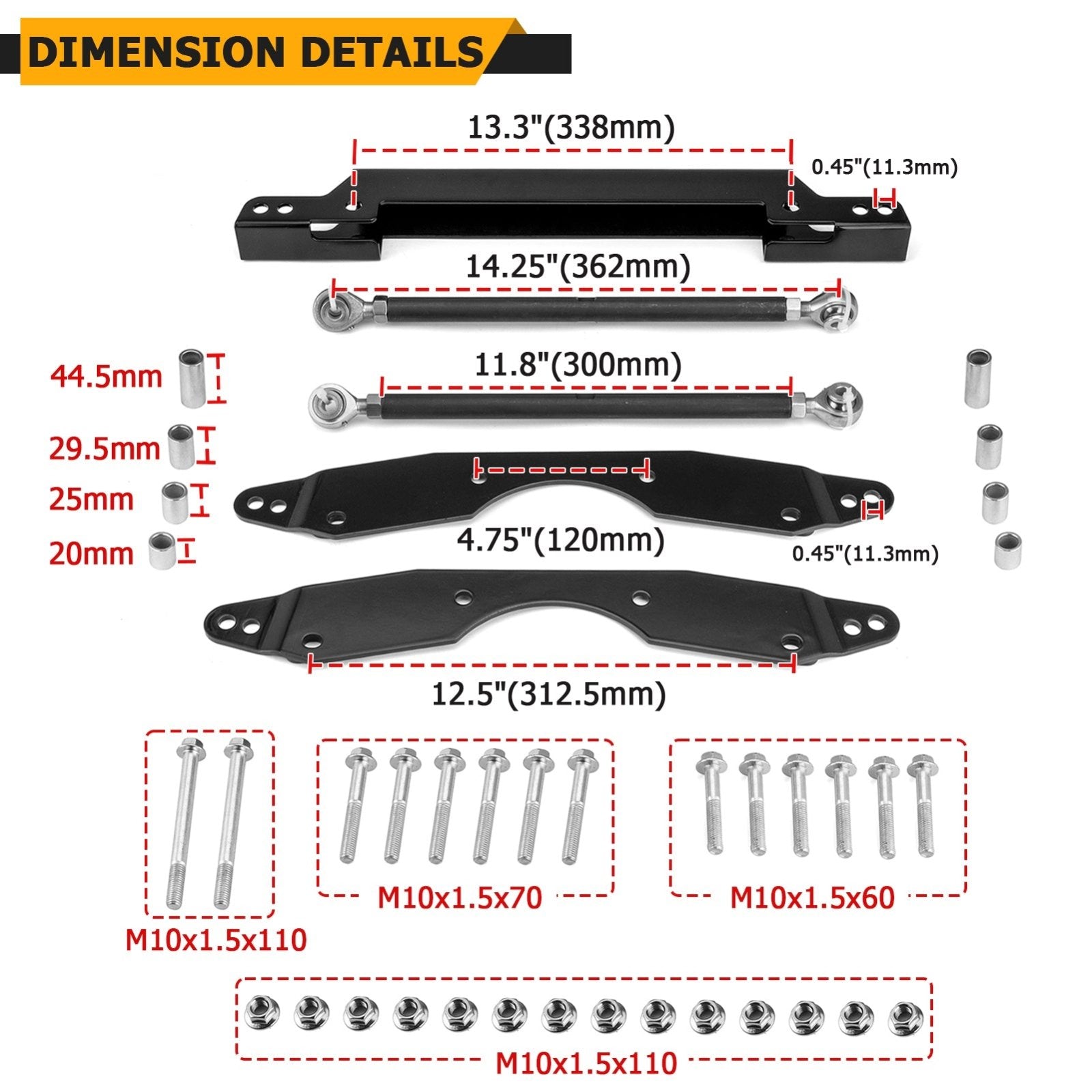 2008-2014 Polaris RZR 800 Solid Steel 1.5"-3.0" Adjustable UTV Lift Kit - Weisen