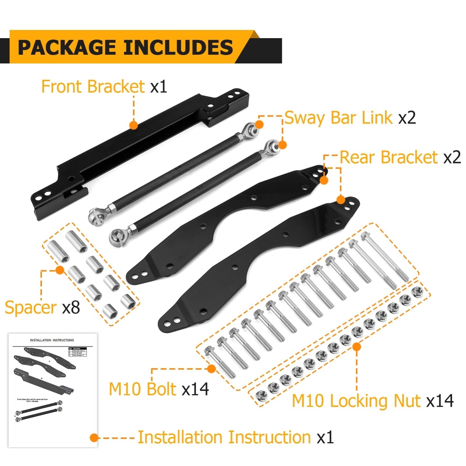 2008-2014 Polaris RZR 800 Solid Steel 1.5"-3.0" Adjustable UTV Lift Kit - Weisen