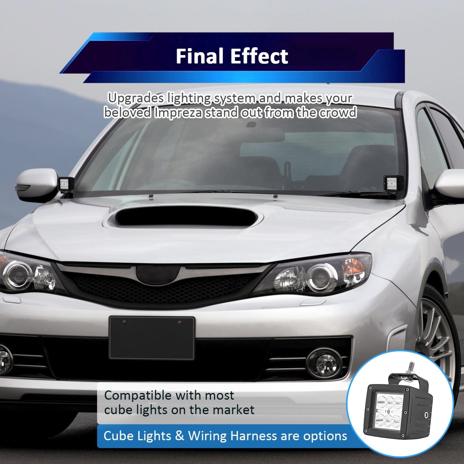 2008-2014 Subaru IMPREZA & WRX/STI Hood Hinge LED Work Light Bracket Mount - Weisen