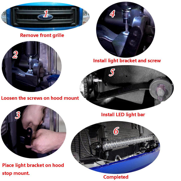 2009 - 2014 Ford F150 Hidden Bumper Grille 32" LED Light Bar Bracket Mount - WeiSen - ZT025
