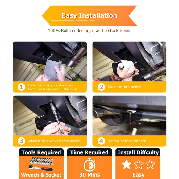 2009 - 2017 Volkswagen 1st Gen Tiguan Heavy - Duty Steel Rear Trailer Hitch 2" Receiver - WeiSen - 70108010