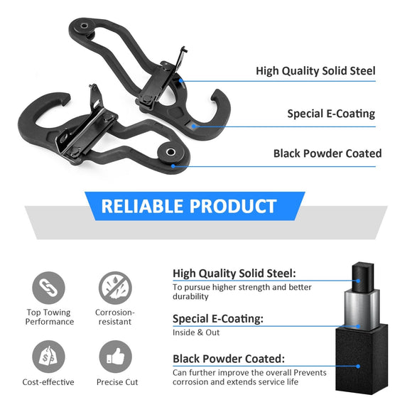 2009 - 2018 Dodge Ram 1500 Front Tow Hooks & Bezel Bracket Kit #68196982AA - WeiSen - 70304012+70304020