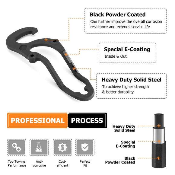 2009 - 2018 Dodge Ram 1500 Heavy Duty Solid Steel Front Bumper Tow Hooks - WeiSen - 70304020