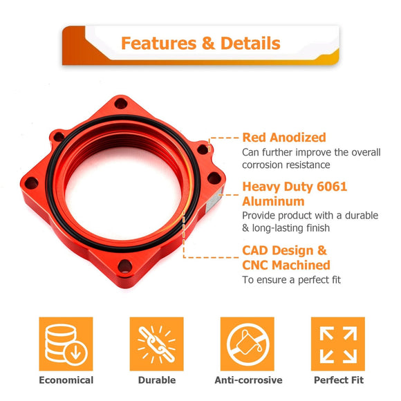 2009 - 2023 Dodge Ram 1500 2500 3500 5.7L/6.4L V8 Heavy Duty 6061 Billet Aluminum Throttle Body Spacer Kit - WeiSen - 70508002