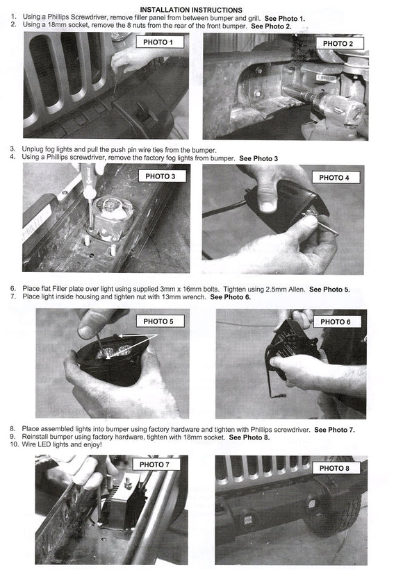 2010 - 2018 Jeep Wrangler JK 4WD LED Cube Fog Light Pods Bumper Bracket - WeiSen - ZT159