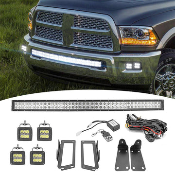 2010 - 2019 Ram 2500/3500 Hidden Bumper 42"LED light bar&fog light - WeiSen - ZT006+ZT013+LED001*2+LED009+WI001 - A+WI011 - A+WI008