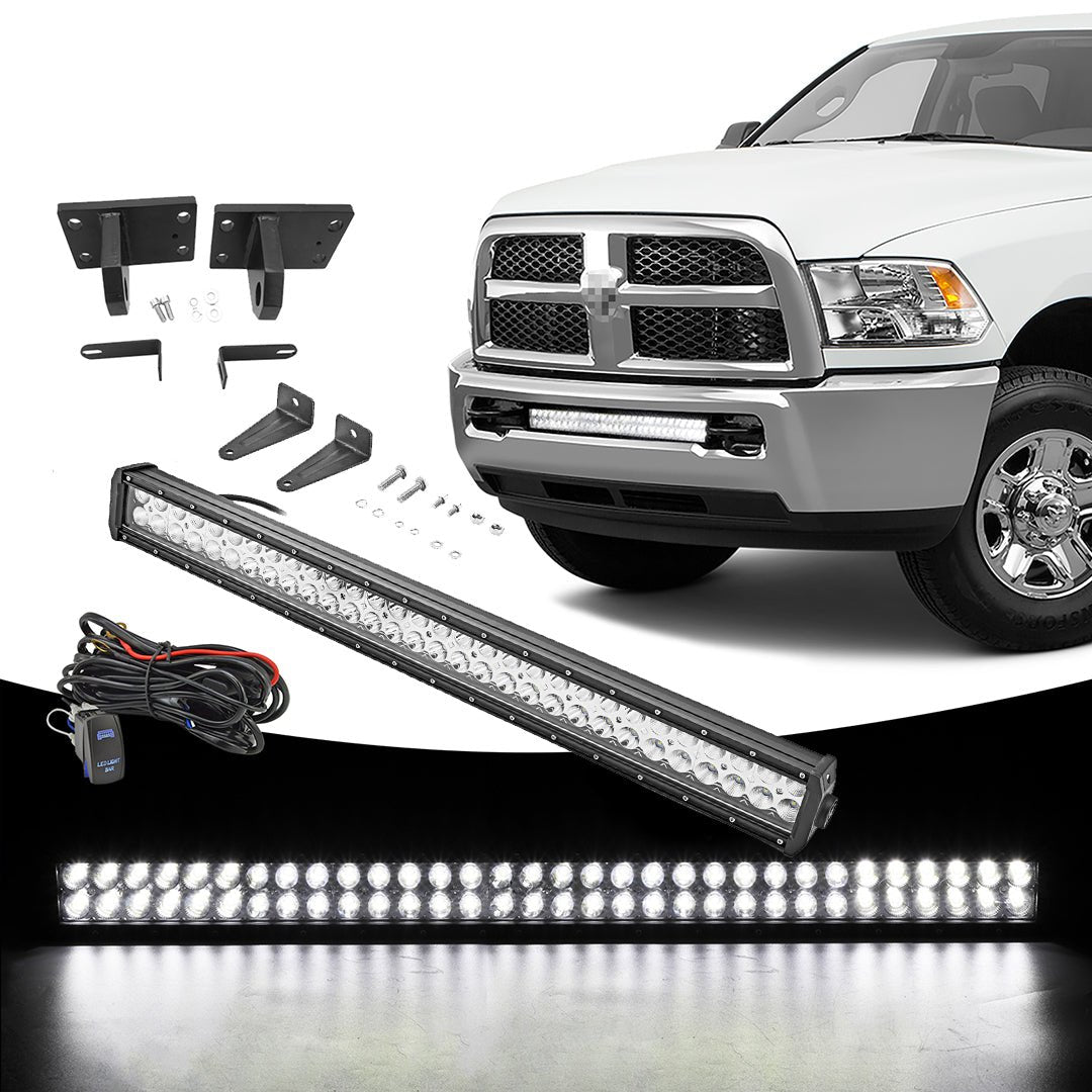 2010-2017 Dodge RAM 2500 3500 Front Bumper LED Light Bar Kit Install - iJDMTOY.c