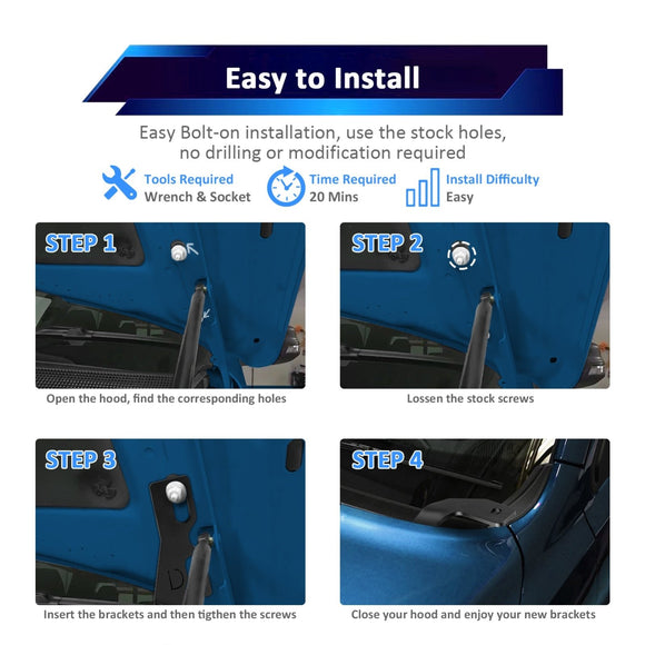 2010 - 2023 2nd Gen Lexus GX 460 Heavy Duty Steel Hood Hinge LED Pod Light Bracket - WeiSen - 70104047