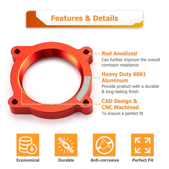 2011 - 2018 Ford F - 150 & 2011+ Ford Mustang with 5.0L V8 Gas Engines Throttle Body Spacer Kit - WeiSen - 70508007